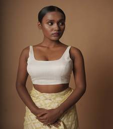 White Cotton Silk Sleeveless Blouse