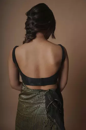 Black Cotton Silk Sleeveless Blouse