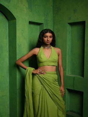 Green Mul Modal Sleeveless Blouse 1