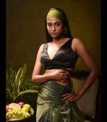 Black Satin Silk Sleeveless Designer Blouse