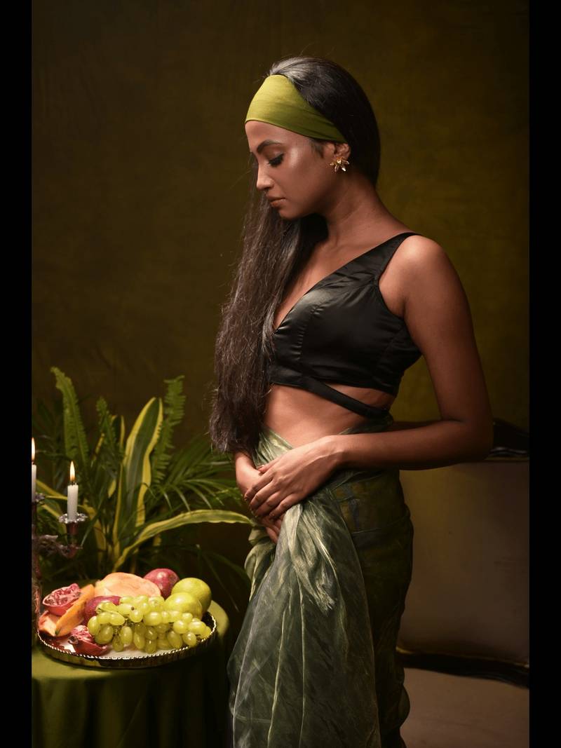 Black Satin Silk Sleeveless Designer Blouse