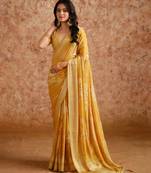 Beautiful Dull Moss Brasoo Fabric with Zari Border Saree & Tassels