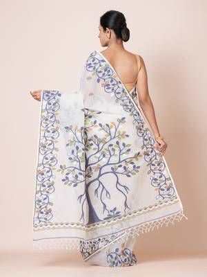 Puku pure cotton jamdani work saree without  blouse fabric 4