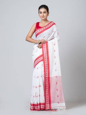 Puku pure cotton handloom saree with running blouse fabric 1