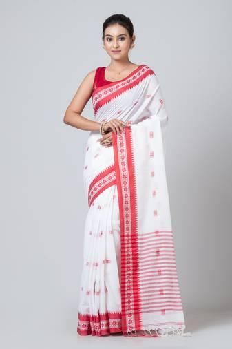 Puku pure cotton handloom saree with running blouse fabric