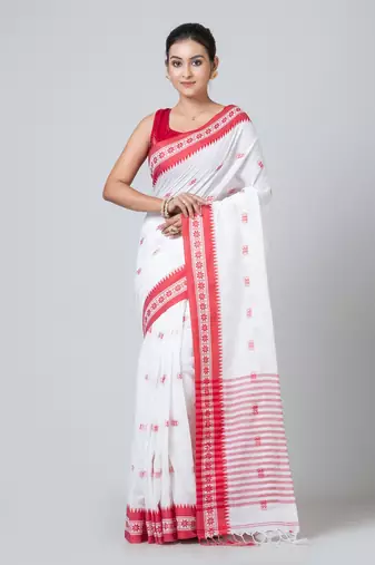 Puku pure cotton handloom saree with running blouse fabric