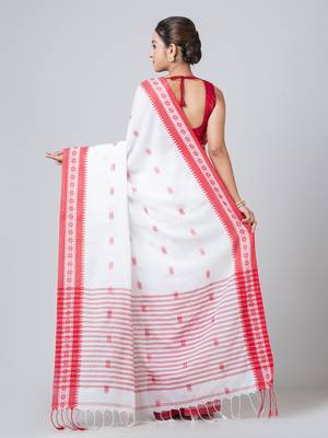 Puku pure cotton handloom saree with running blouse fabric 3
