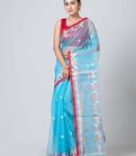 Puku resham silk and cotton jamdani work saree with blouse fabric