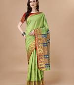 Green woven banarasi art silk zari work saree