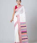 Puku pure cotton white buti work saree with running blouse fabric