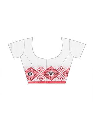 Puku pure cotton white buti work saree with running blouse fabric 5