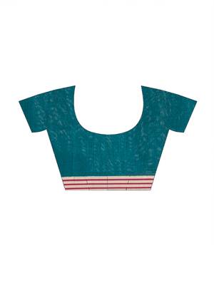 Puku pure cotton paislay jamdani work saree with running blouse fabric 5