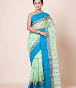 Puku pure cotton tant tangail saree with buti work without blouse fabric