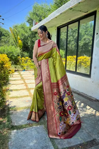 Soft Paithani Silk Saree,Traditional Design Patterns Saree