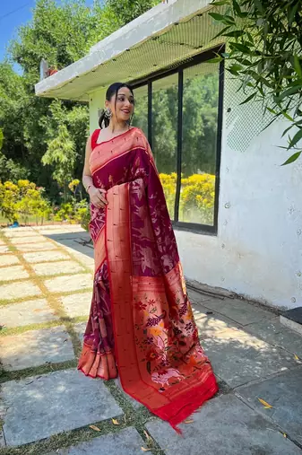 Soft Paithani Silk Saree,Traditional Design Patterns Saree