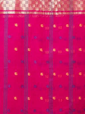 Puku pure cotton tant tangail saree with zari work without blouse fabric 5
