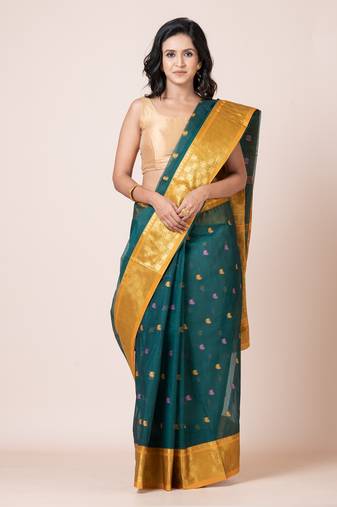 Puku pure cotton tant tangail saree with zari work without blouse fabric