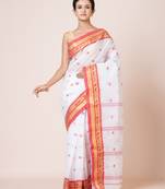 Puku pure cotton tant tangail saree with buti work without blouse fabric