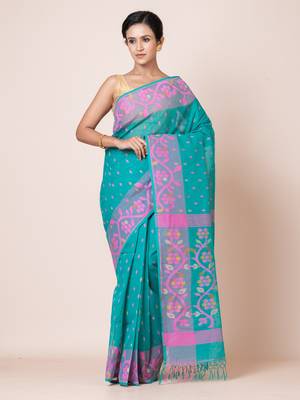 Puku pure cotton jamdani work saree without  blouse fabric 1