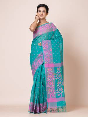 Puku pure cotton jamdani work saree without  blouse fabric 2
