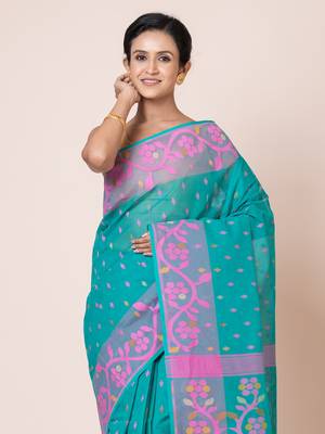 Puku pure cotton jamdani work saree without  blouse fabric 3