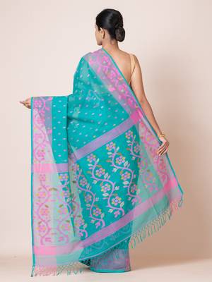 Puku pure cotton jamdani work saree without  blouse fabric 4