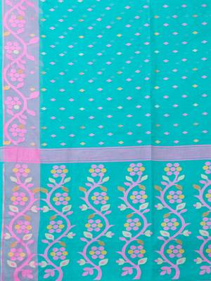 Puku pure cotton jamdani work saree without  blouse fabric 5