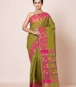 Puku pure cotton jamdani work saree without  blouse fabric