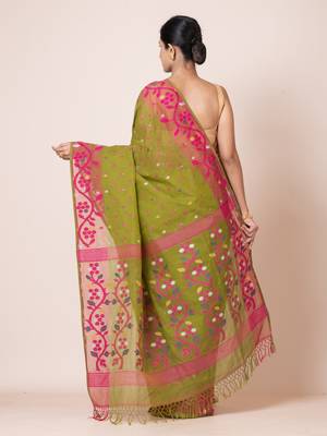 Puku pure cotton jamdani work saree without  blouse fabric 4