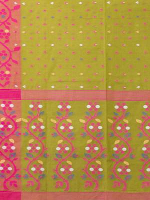Puku pure cotton jamdani work saree without  blouse fabric 5