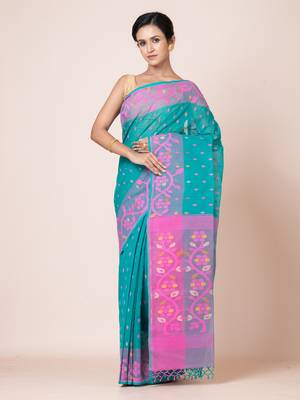 Puku pure cotton jamdani work saree without  blouse fabric 2