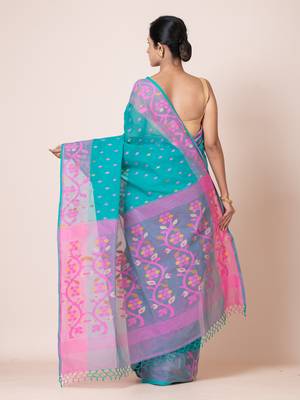 Puku pure cotton jamdani work saree without  blouse fabric 4