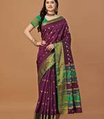 Magenta woven banarasi art silk zari work saree