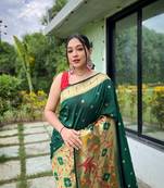 Paithani Silk Saree With Beautifull Paithani Traditional Border Saree