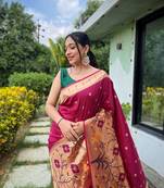Paithani Silk Saree With Beautifull Paithani Traditional Border Saree