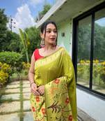 Paithani Silk Saree With Beautifull Paithani Traditional Border Saree