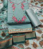 Sky Blue Roman silk blend Chanderi Unstitched Dress Material