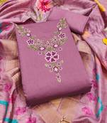 Onion Roman silk blend Embroidered Unstitched Dress Material