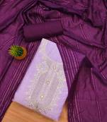Lavender Reyon Sequinned Work Unstitched Dress Material