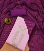 Pink Reyon Sequinned Work Unstitched Dress Material