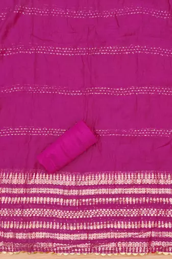 Magenta Cotton Hand Work Unstitched Dress Material