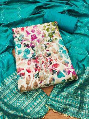 Rama Cotton Hand Work Unstitched Dress Material 1