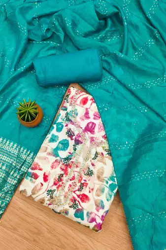 Rama Cotton Hand Work Unstitched Dress Material
