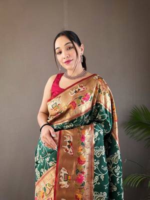 Beautiful Lucknowi Concept Weaving Saree With Paithani And Patola Saree 1