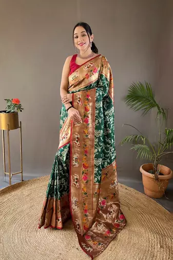 Beautiful Lucknowi Concept Weaving Saree With Paithani And Patola Saree