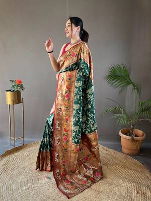 Beautiful Lucknowi Concept Weaving Saree With Paithani And Patola Saree 3