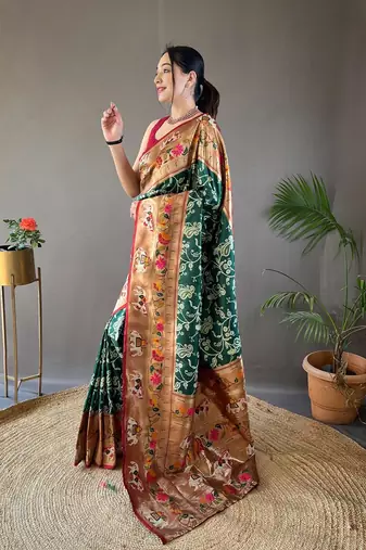 Beautiful Lucknowi Concept Weaving Saree With Paithani And Patola Saree