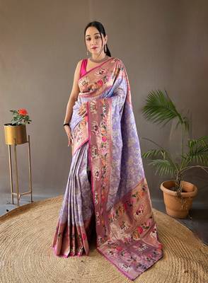 Beautiful Lucknowi Concept Weaving Saree With Paithani And Patola Saree 2