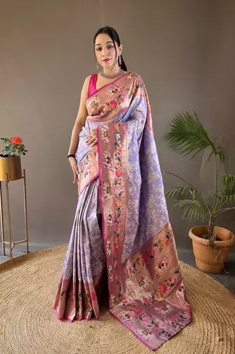 Beautiful Lucknowi Concept Weaving Saree With Paithani And Patola Saree