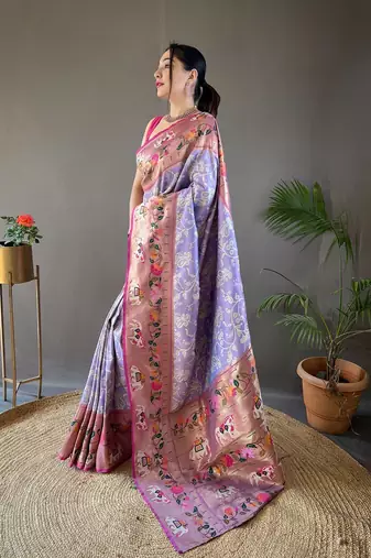 Beautiful Lucknowi Concept Weaving Saree With Paithani And Patola Saree